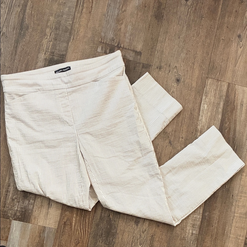 Hilary Radley white and Tan Pinstriped Pull-On Pants